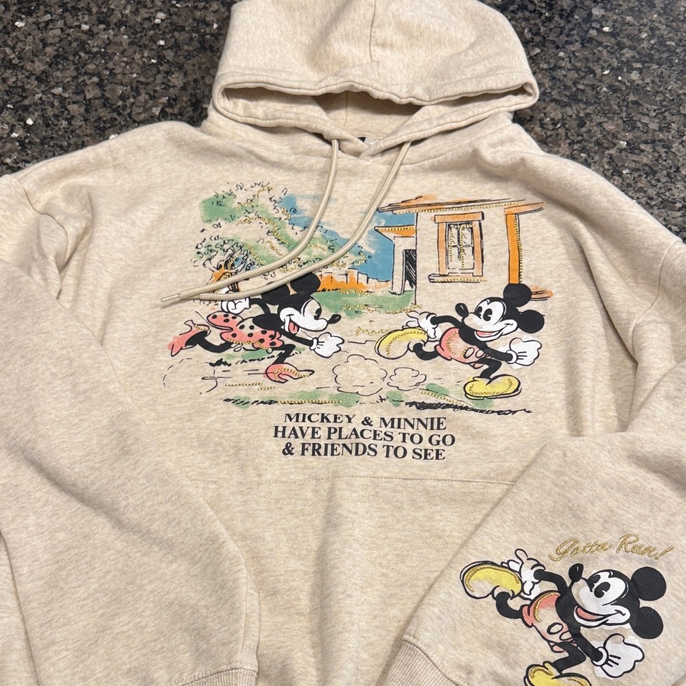 Disney Cream Mickey & Minnie Graphic Hoodie